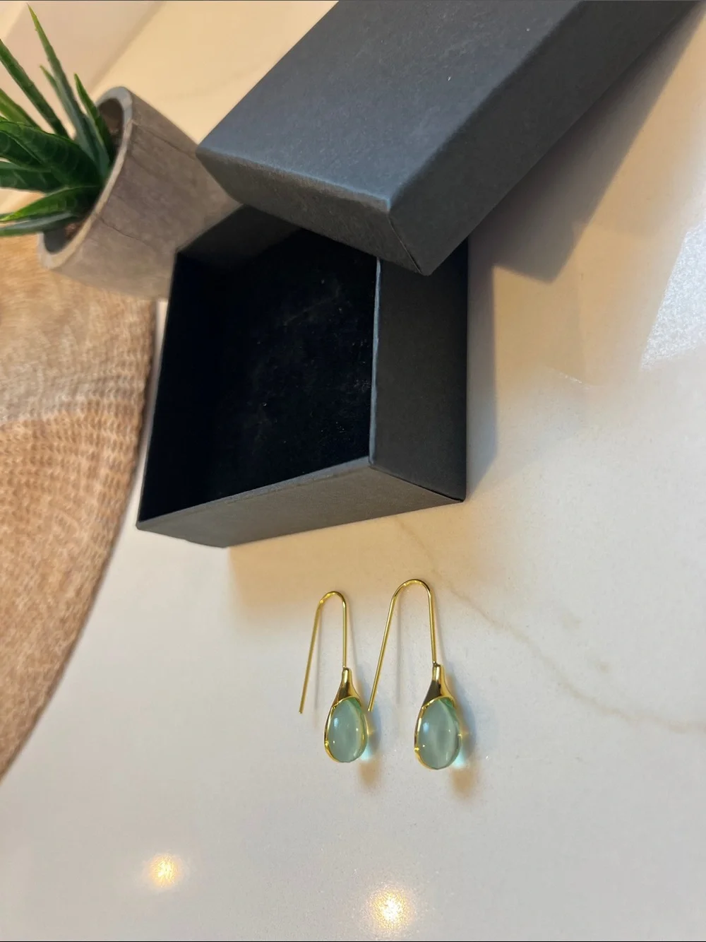 Delicate Iridescent Teardrop Earrings - Gold Hooks